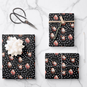Feuille De Papier Cadeau Père Noël de football en noir