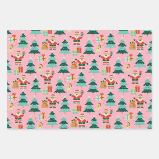 Feuille De Papier Cadeau Père Noël de Noël rose - Vibe Vintage