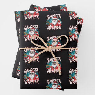 Feuille De Papier Cadeau Père Noël drôle de Noël Gangsta Wrapper
