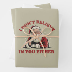 Feuille De Papier Cadeau Père Noël drôle rétro Je ne crois pas non plus en
