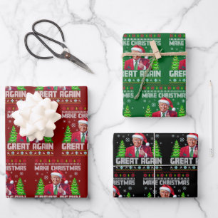 Feuille De Papier Cadeau Père Noël drôle Trump Faire Noël Grande Encore Cad