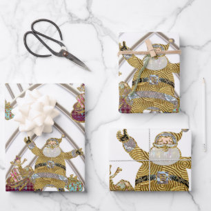 Feuille De Papier Cadeau Père Noël en route pour Noël