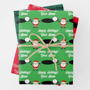 Feuille De Papier Cadeau Père Noël Golf Dessin Animé Noël