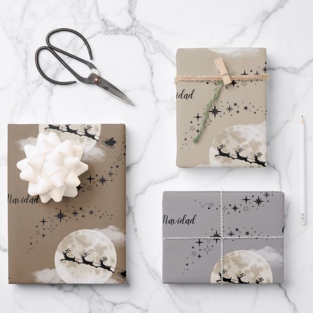 Feuille De Papier Cadeau Père Noël le jour de Noël (Recto)