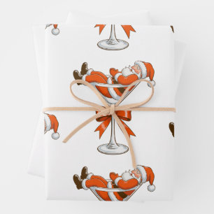 Feuille De Papier Cadeau Père Noël Martini Coquette Girly Christmas Bow Fes