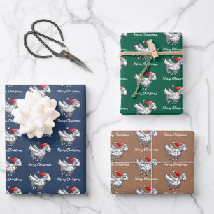 Feuille De Papier Cadeau Père Noël mouton de Noël volant