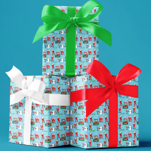 Feuille De Papier Cadeau Père Noël Noël Golf Amusement