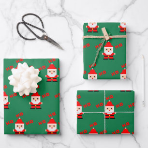 Feuille De Papier Cadeau Père Noël Pixel Art 3