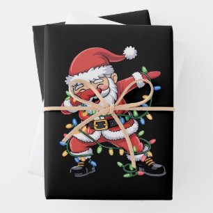 Feuille De Papier Cadeau Père Noël qui fait le dab Luminaires de Noël drôle