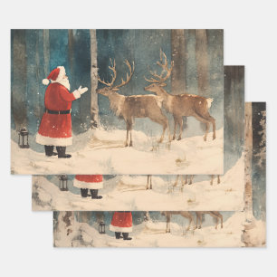 Feuille De Papier Cadeau Père Noël Reindeer Noël
