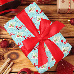 Feuille De Papier Cadeau Père Noël rétro jouant au tennis motif ogee