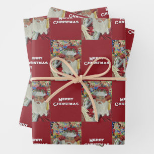 Feuille De Papier Cadeau Père Noël Vérifie Deux Fois Joyeux Noël Rouge