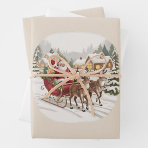 Feuille De Papier Cadeau Père Noël vintage années 90 Rétro Père Noël Fêtes