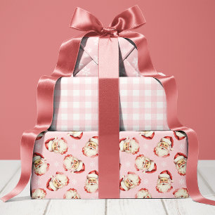 Feuille De Papier Cadeau Père Noël vintage rétro rose de Noël