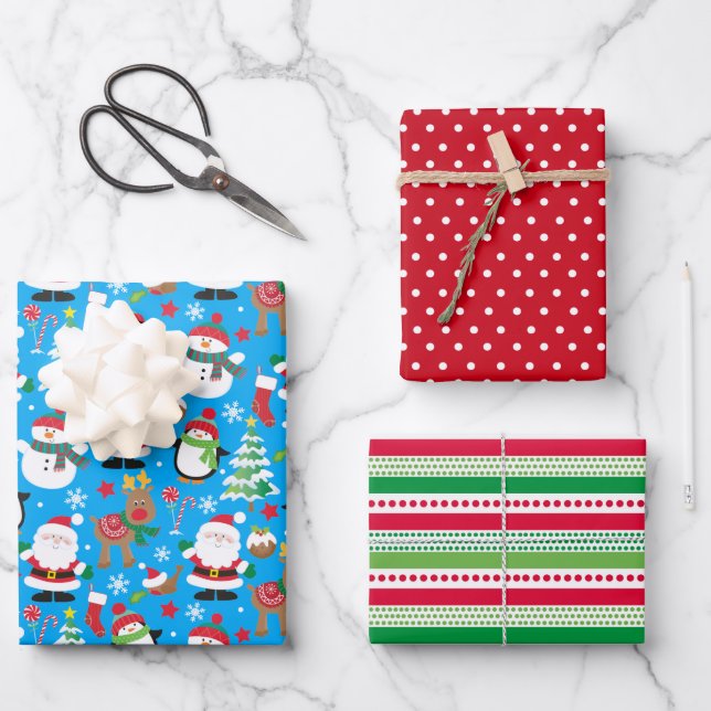 Feuille De Papier Cadeau Pères Noël (Recto)