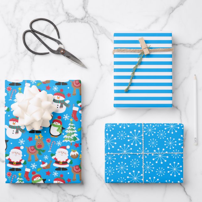 Feuille De Papier Cadeau Pères Noël (Recto)