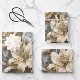 Feuille De Papier Cadeau Perfection florale Jaune antique