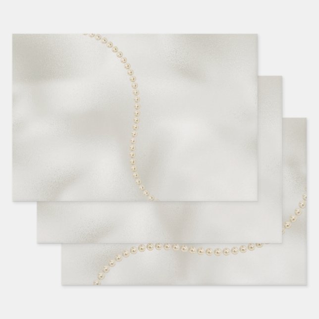 Feuille De Papier Cadeau Perles White Luxe (Lot)