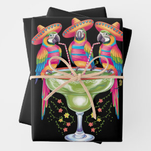 Feuille De Papier Cadeau Perroquet Cinco De Mayo Drôle De Boisson Fête Mexi