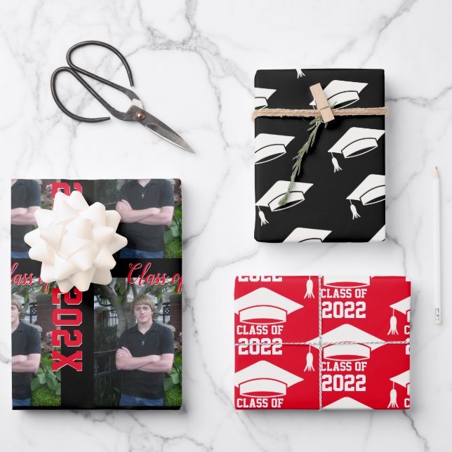 Feuille De Papier Cadeau Personalized Boys Graduation  (Recto)