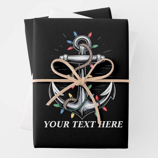 Feuille De Papier Cadeau Personalized Christmas Lights Boating Sailing  (En situation)