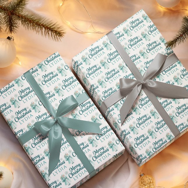 Feuille De Papier Cadeau Personalized Mrs. Claus Wrapping Paper Sheets (Celebrate someone special with these personalized cute Mrs. Claus wrapping paper sheets! )