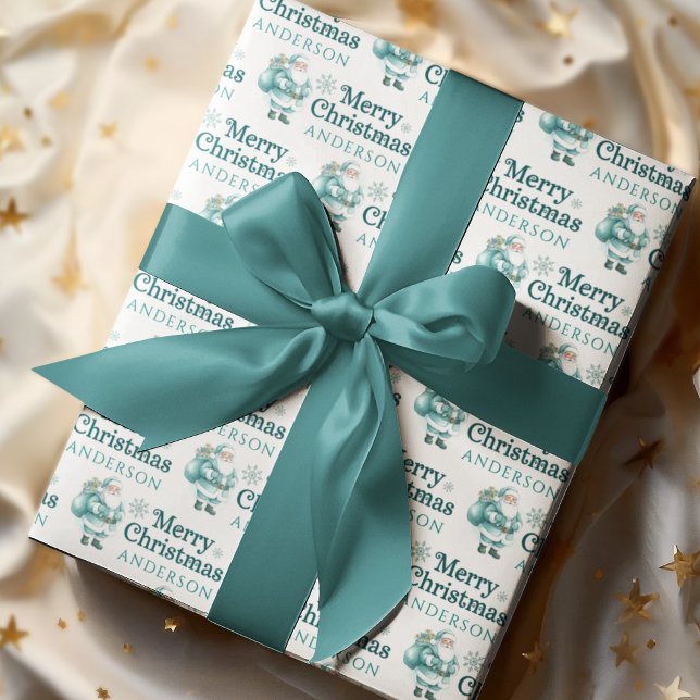 Feuille De Papier Cadeau Personalized Santa Wrapping Paper Sheets (Celebrate someone special with these personalized Santa wrapping paper sheets! )