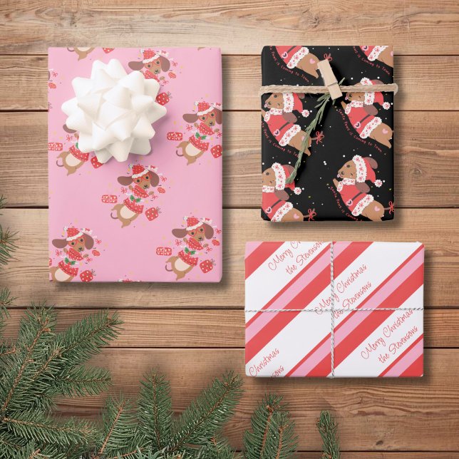 Feuille De Papier Cadeau Personalized Whimsical Wiener Dog Holiday (Créateur téléchargé)