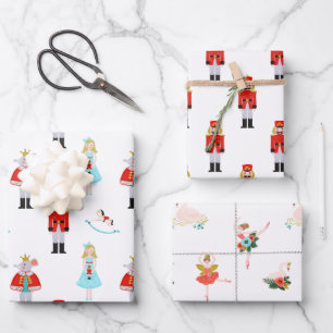 Feuille De Papier Cadeau Personnages de ballet Nutcracker Noël