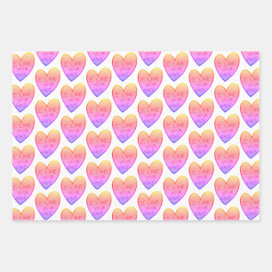 Feuille De Papier Cadeau Personnalisable Drôle J'Aime Votre Visage Coeurs B
