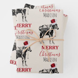 Feuille De Papier Cadeau Personnalisé Noël Funky Vintage âne Santa Hat