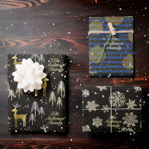 Feuille De Papier Cadeau Personnalisé Nom de famille Metallic Gold Cadeau d