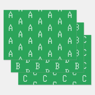 Feuille De Papier Cadeau Personnaliser avec lettre monogramme initiale vert