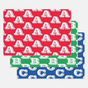 Feuille De Papier Cadeau Personnaliser avec monogramme initial Lettre rouge