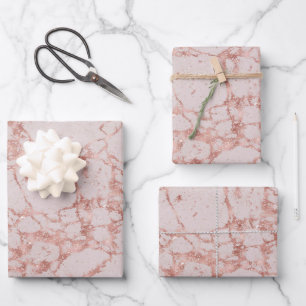 Feuille De Papier Cadeau Personnaliser en marbre Parties scintillant rose r