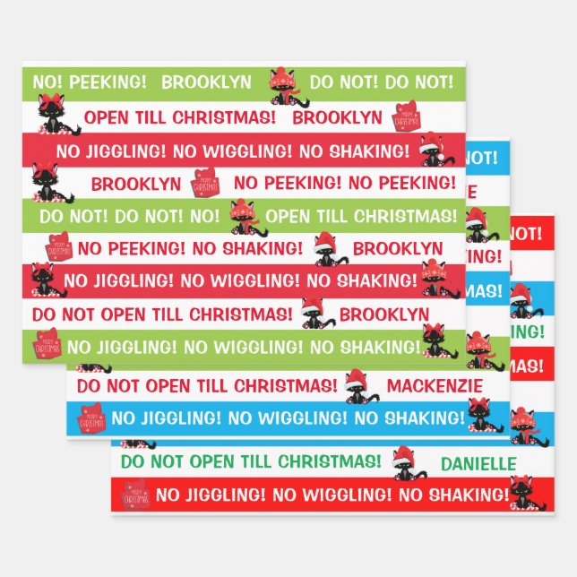 Feuille De Papier Cadeau Personnaliser Ne pas ouvrir avant Noël Cranky Cat (Lot)