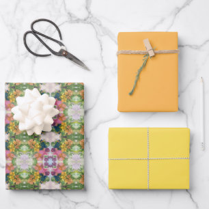 Feuille De Papier Cadeau Pétales de fleurs colorées Aquarelle Motif peintur