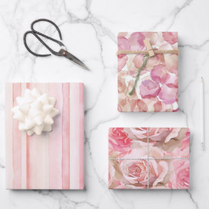 Feuille De Papier Cadeau Pétales de rose rose Fruit Floral Anniversaire