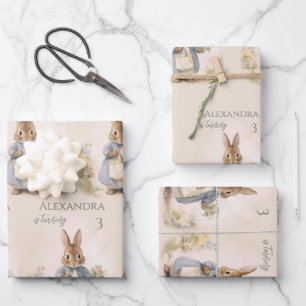 Feuille De Papier Cadeau Peter le lapin fête d'anniversaire