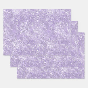 Feuille De Papier Cadeau Petit motif en soie moirée lilas lavande