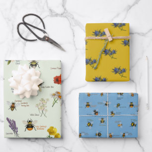 Feuille De Papier Cadeau PetitArt   Abeilles et Fleurs sauvages Ensemble de