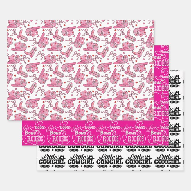 Feuille De Papier Cadeau Petite Cowgirl  (Lot)