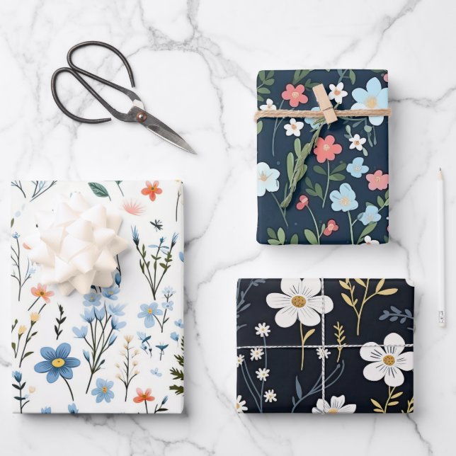 Feuille De Papier Cadeau Petite pouponnière Fleur sauvage de jardin coloré  (Recto)