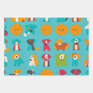 Feuille De Papier Cadeau Petits Chiens