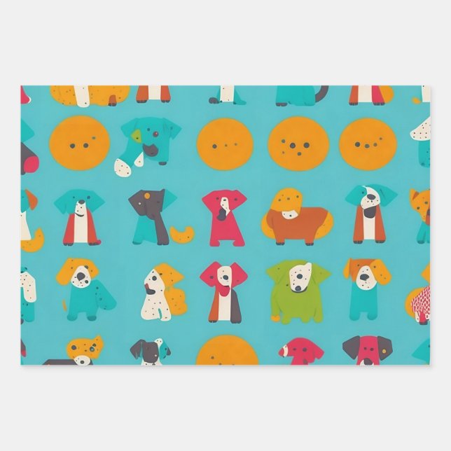 Feuille De Papier Cadeau Petits Chiens (Devant)