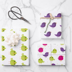 Feuille De Papier Cadeau Petits oiseaux
