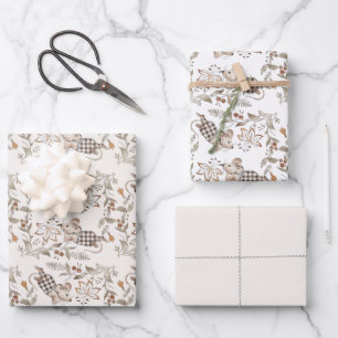 Feuille De Papier Cadeau Petits Souris Brun Actifs Bébé