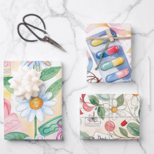 Feuille De Papier Cadeau Pharmacie Aquarelle Pastel Merci Pharm Héros