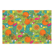 Pharmacist Retro Citrus RX Pattern Wrapping Paper