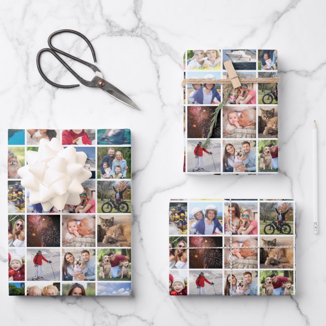 Feuille De Papier Cadeau Photo Collage 88 Photos Carrés (Recto)